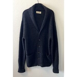 Line of Trade Cardigan Sweater Men's XL Charcoal Gray Shetland Wool Shawl Collar